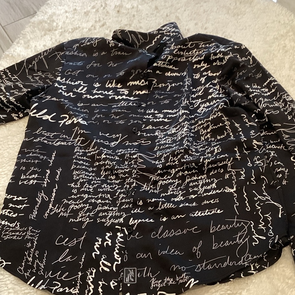 Karl Lagerfeld Black Script-Print Blouse